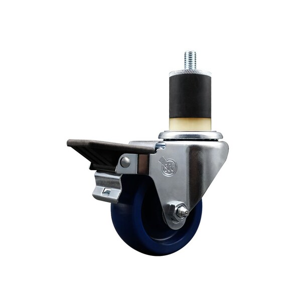 3'' Solid Poly Swivel 1-7/8'' Expanding Stem Caster with Brake